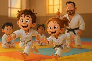 20251005_1817_Niños Practicando Judo_simple_compose_01k6tjgmqyfx6t34m8dfvae6xz